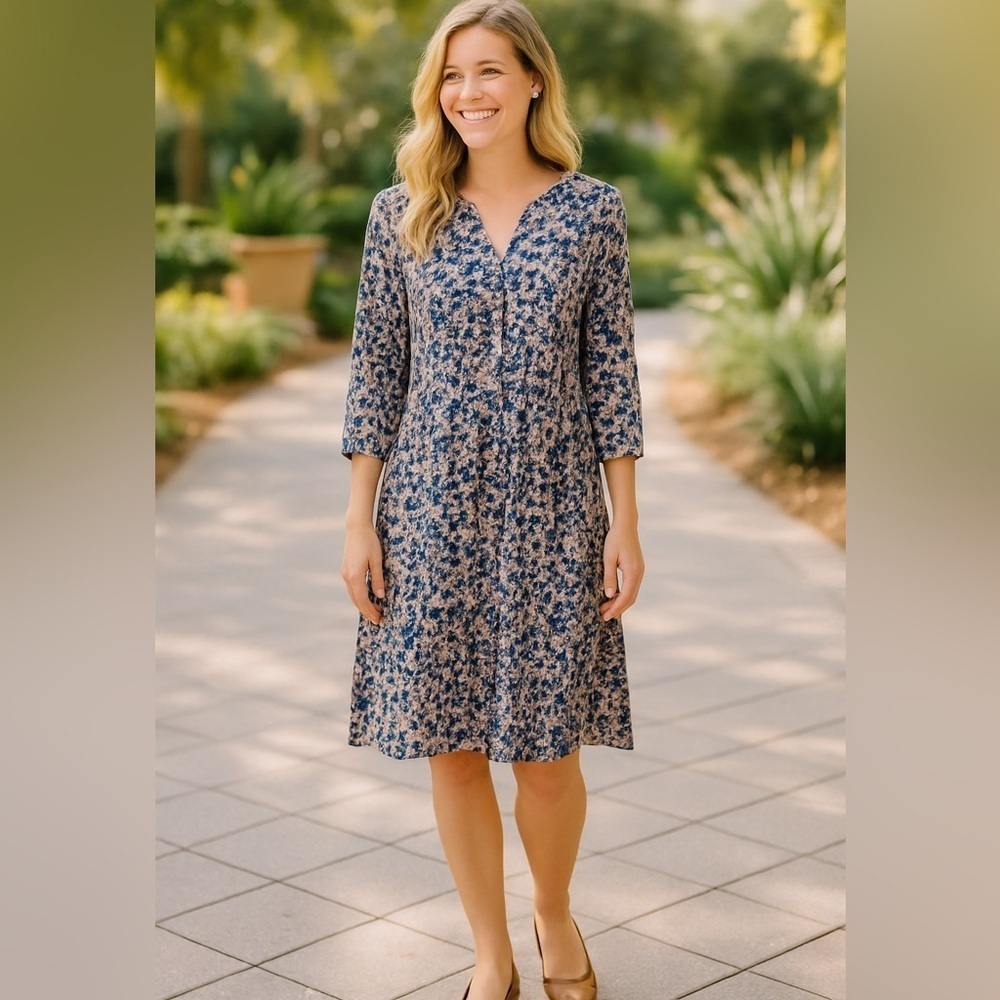 Garnet Hill Floral Shirt Dress Size 4